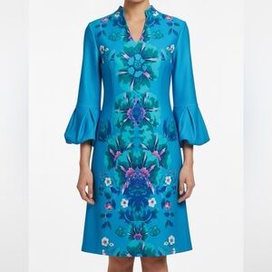 New York & Co A-Line 3/4 Bell Sleeve Scuba Material Dress